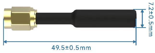 Dimensions mécaniques de l'antenne tige droite omnidirectionnelle ultra-large bande UWB - ZT50
