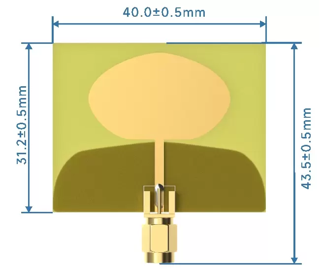 Dimensions mécaniques de l'antenne PCB omnidirectionnelle UWB UWB - PCB - X