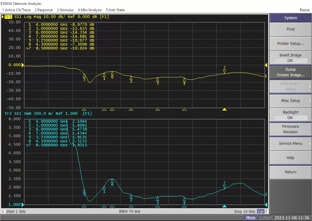 Diagramme VSWR de UWB - PCB - X Diagramme VSWR de UWB - PCB - X