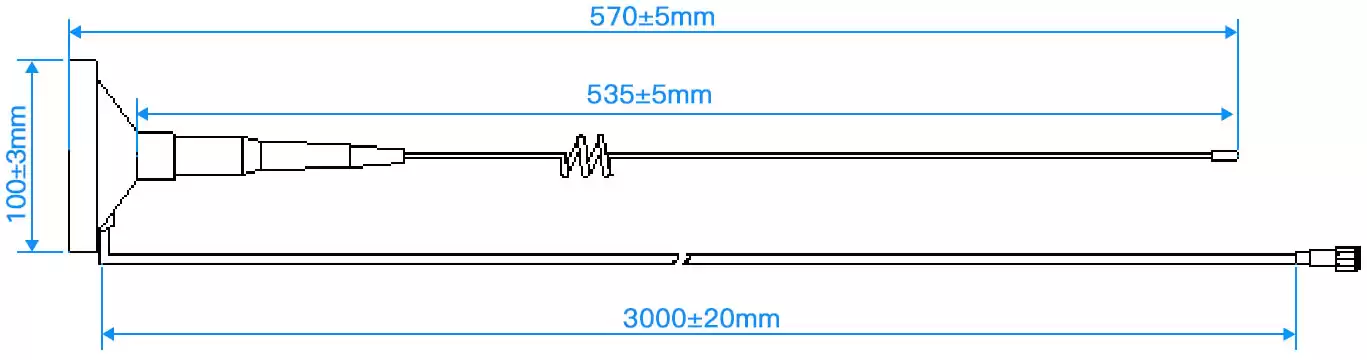 Dimensions mécaniques de l'antenne à grande ventouse 915 MHz SW915-MAX-XPXM. Dimensions mécaniques de l'antenne à grande ventouse 915 MHz SW915-MAX-XPXM.