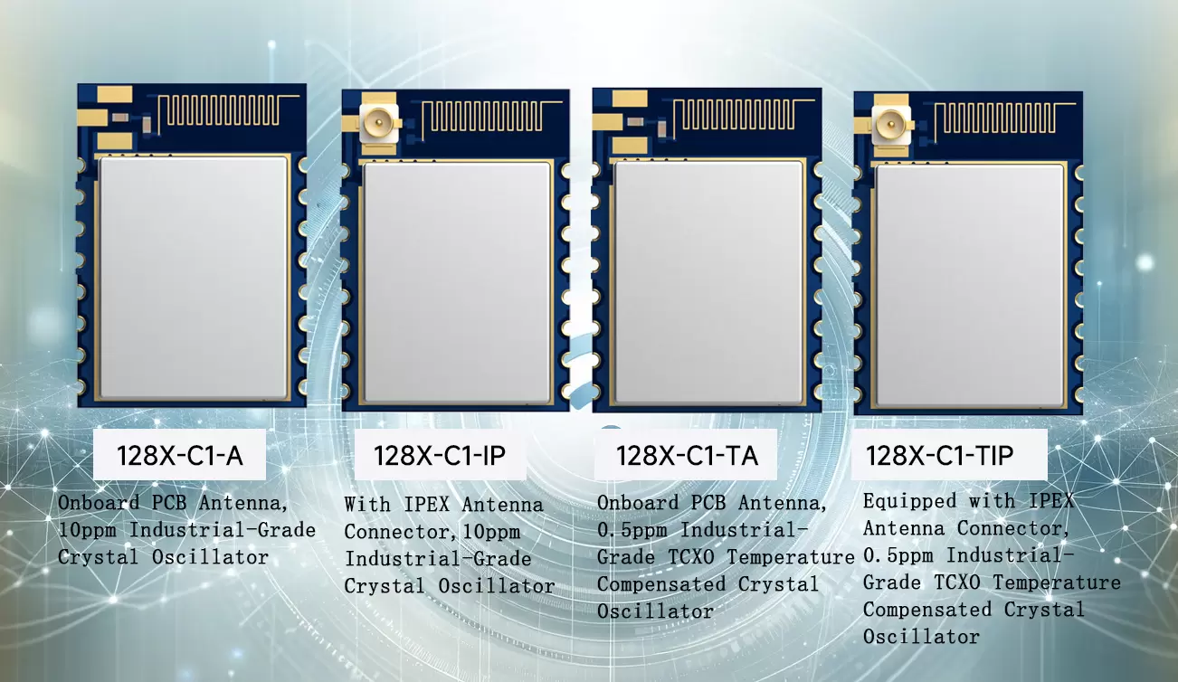 Série LoRa128X-C1&nbsp;: haute sensibilité 2,4&nbsp;GHz, antenne IPEX/PCB, modules LoRa longue portée
