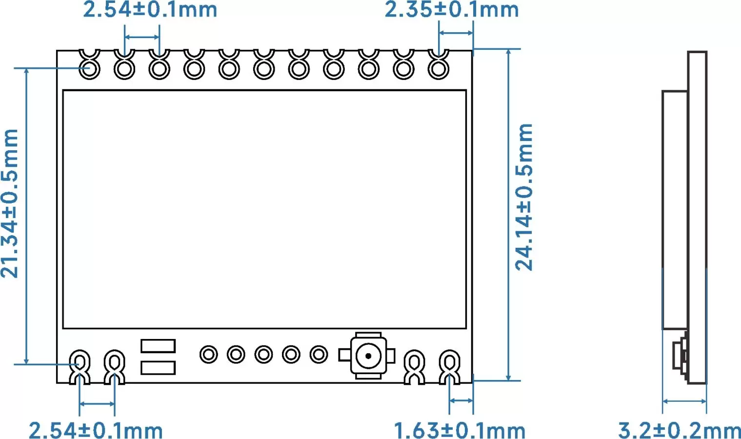 Taille du module RF FSK SV610PRO Taille du module RF FSK SV610PRO