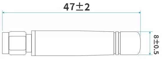 Dimensions de l'antenne tige SW2400-ZT48 Dimensions de l'antenne tige SW2400-ZT48
