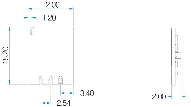 Dimensions mécaniques du module sans fil STX882PRO.