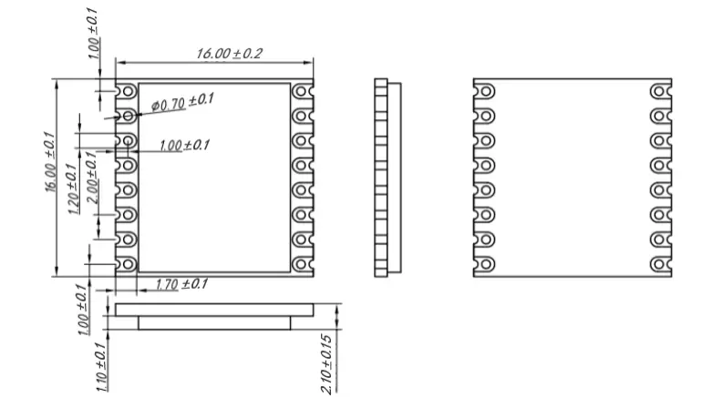Dimensions mécaniques du module LoRa sans fil LoRa1262-868.