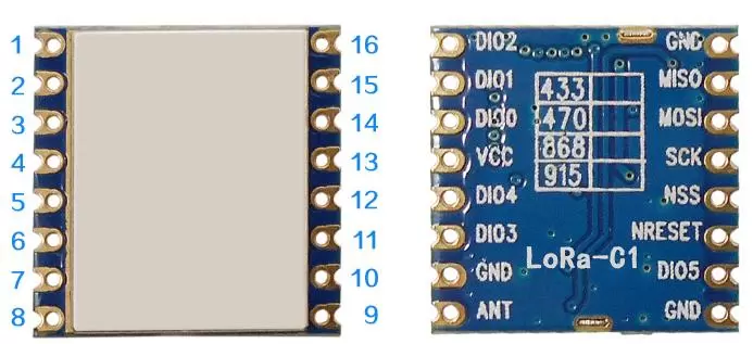 Définition des broches du module LoRa SX1276 915 MHz LoRa1276-C1-915 Définition des broches du module LoRa SX1276 915 MHz LoRa1276-C1-915