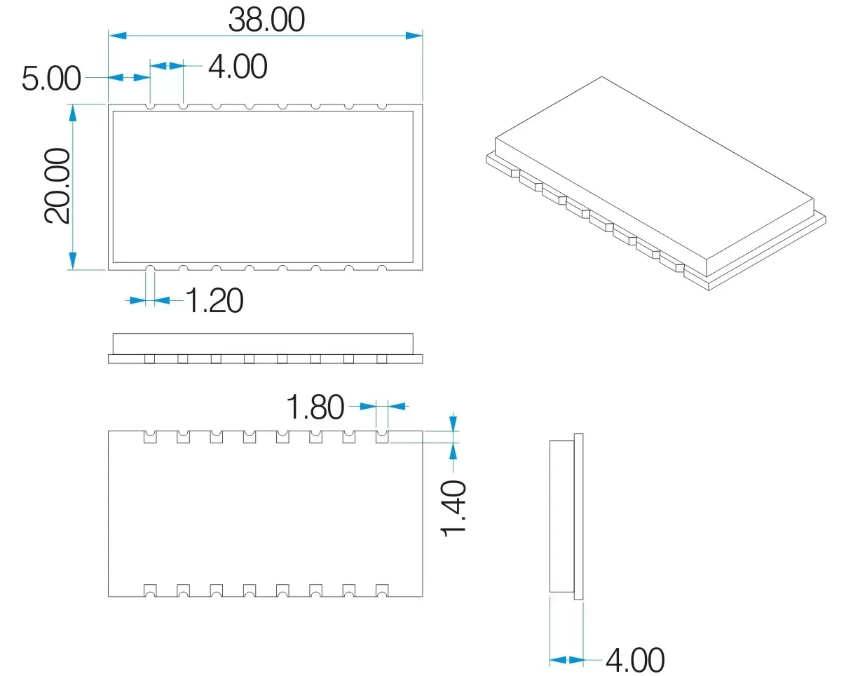 Dimensions mécaniques du module sans fil LoRa1262F30.