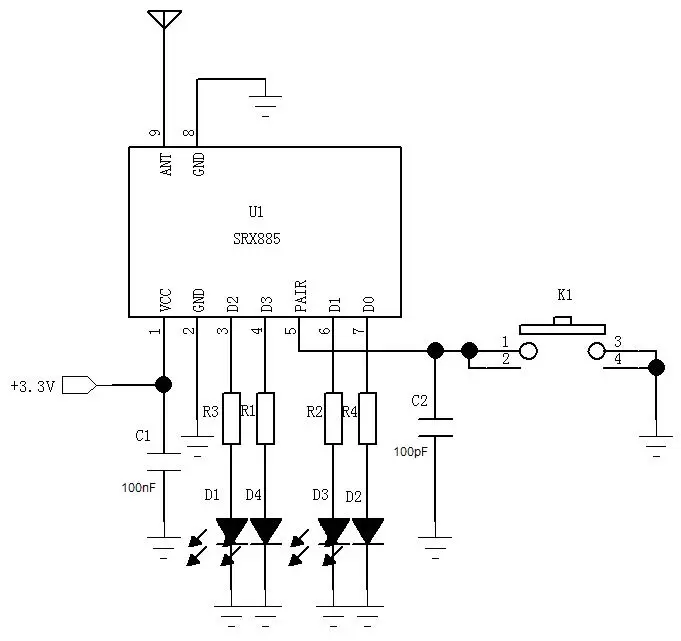 Circuit d'application du module récepteur sans fil ASK SRX885 Circuit d'application du module récepteur sans fil ASK SRX885