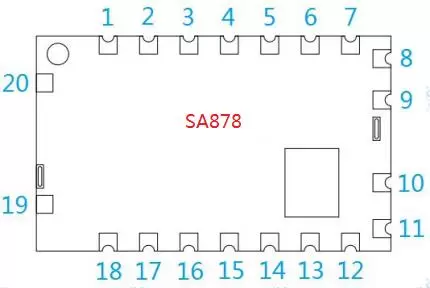Définition des broches du module talkie-walkie intégré 2 W SA878 avec oscillateur à quartz TCXO Définition des broches du module talkie-walkie intégré 2 W SA878 avec oscillateur à quartz TCXO