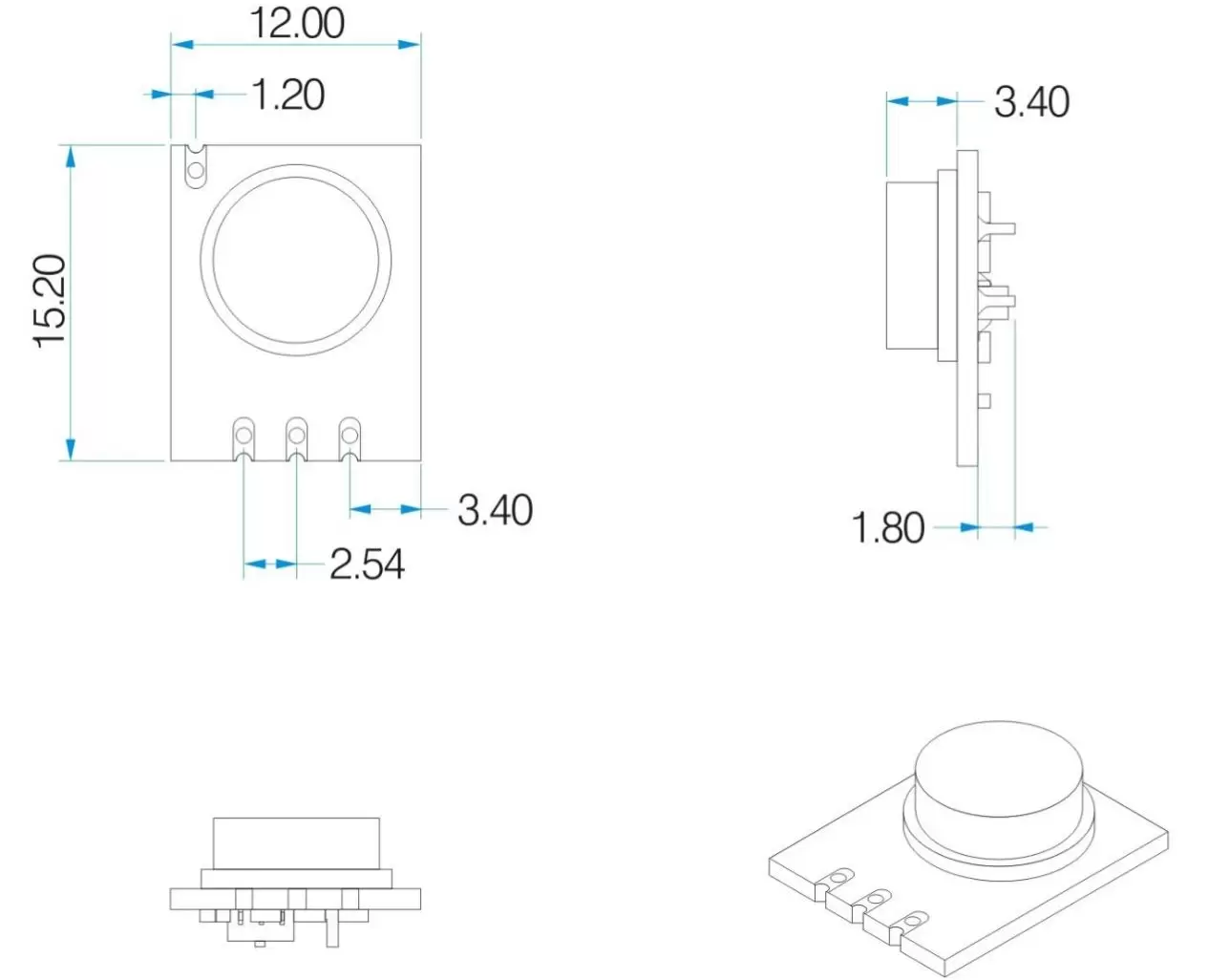 Dimensions mécaniques du module de transmission ASK STX882 Dimensions mécaniques du module de transmission ASK STX882