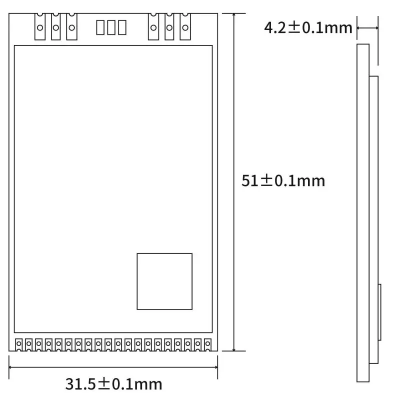 Dimensions mécaniques du module passerelle LoRaWan LoRaWan1302