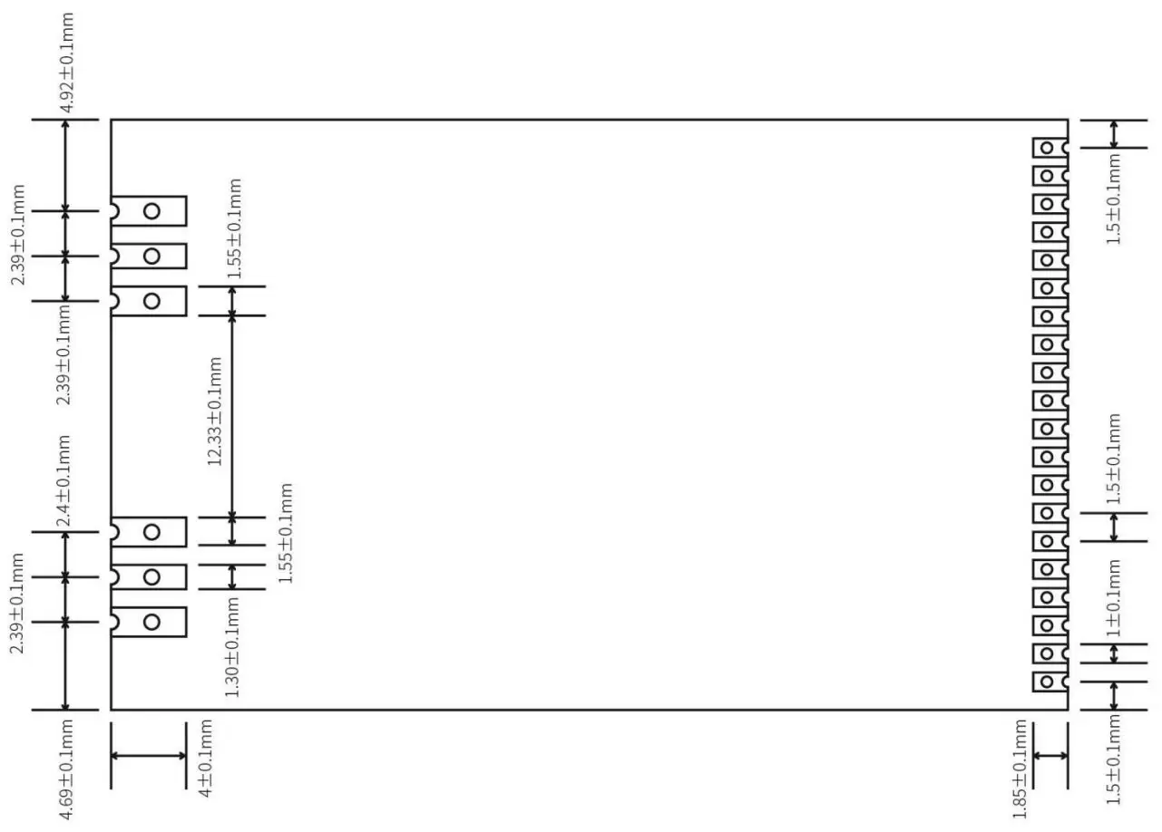 Dimensions mécaniques du module passerelle LoRaWan LoRaWan1302