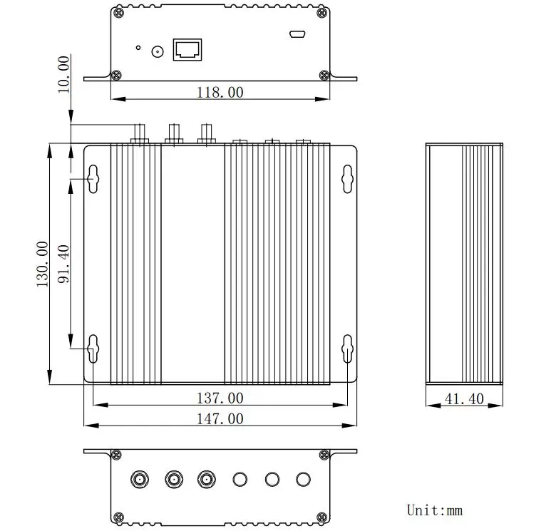 Dimensions mécaniques du module passerelle LoRaWan LG1301-PF