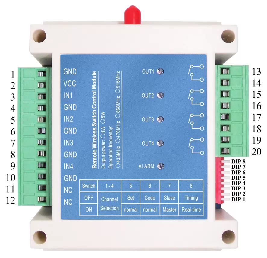Définition des broches du module de commutation sans fil SK509