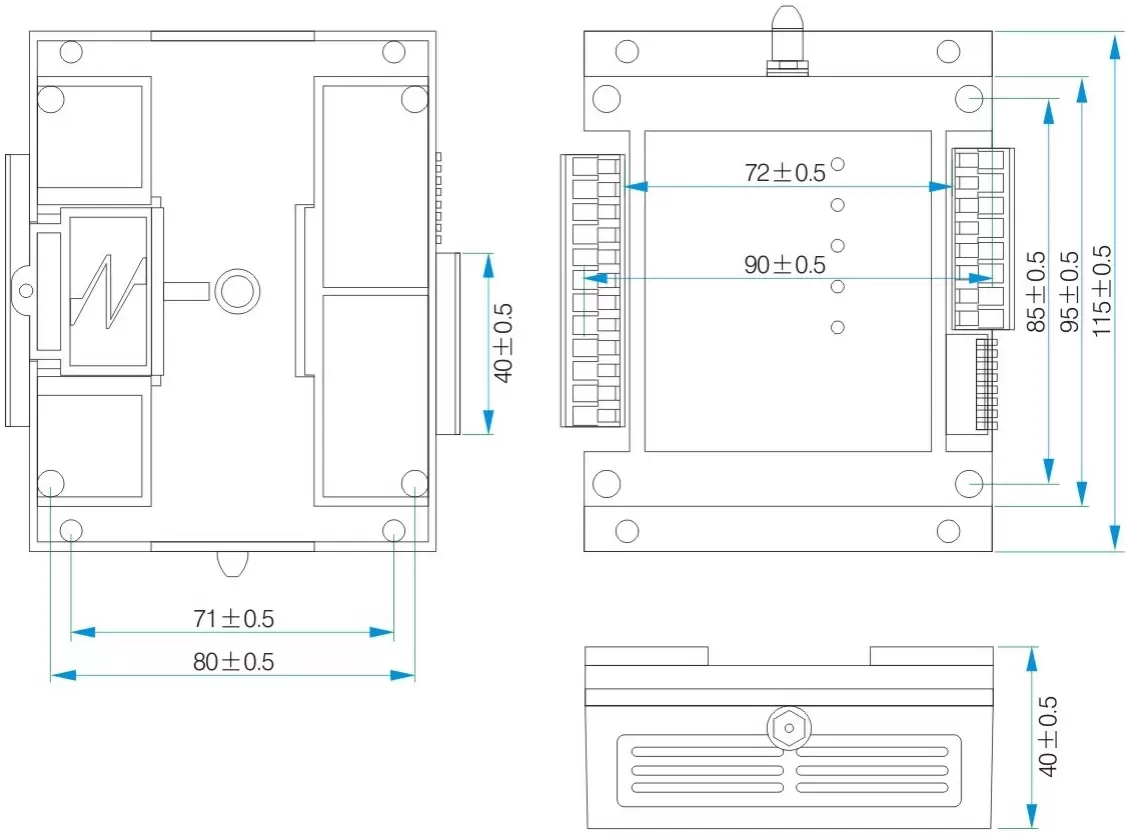 Dimensions mécaniques du module de commutation sans fil SK509