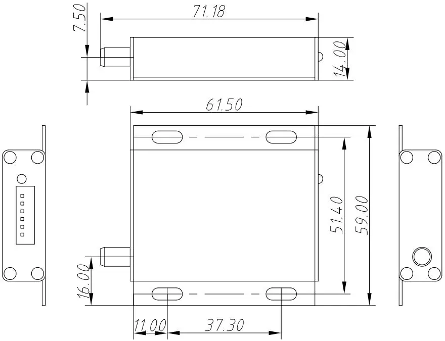 Dimensions mécaniques du module de commutation sans fil SK200-TX-1W