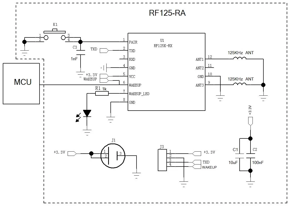 Schéma d'application de la connexion du module de réception RF125-RX