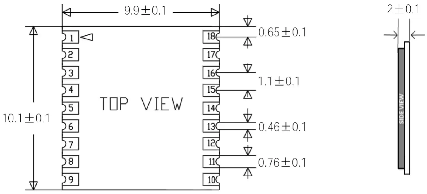 Dimensions mécaniques du module GPS GPS01-ZK