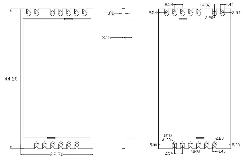 Module de duplication de signal sans fil STX888 Dimensions mécaniques Module de duplication de signal sans fil STX888 Dimensions mécaniques