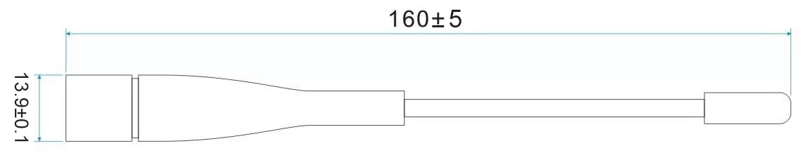 Dimensions de l'antenne tige SW433-ZB165 Dimensions de l'antenne tige SW433-ZB165