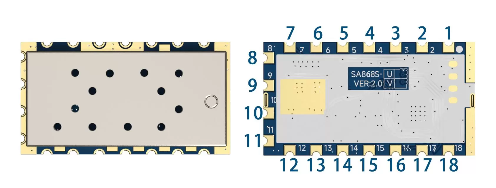 Définition des broches du module sans fil SA868S