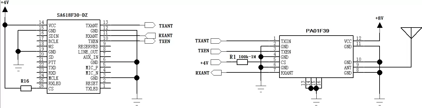 Circuit d'application du module audio full duplex SA618F30-DZ