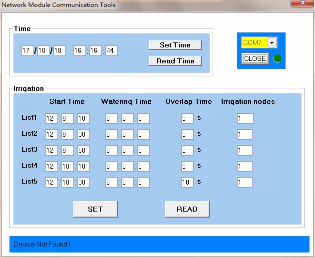 Interface logicielle de contrôle PC pour système d'irrigation sans fil