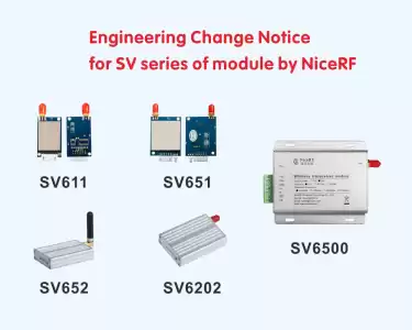 Avis de modification technique pour la série SV de modules rf et de modem rf par NiceRF