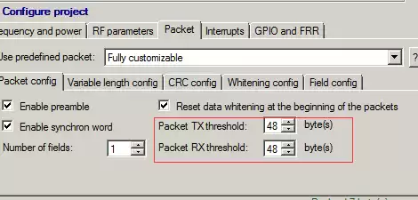 Définir les seuils de configuration TX_FIFO_ALMOST_EMPTY et RX_FIFO_ALMOST_FULL