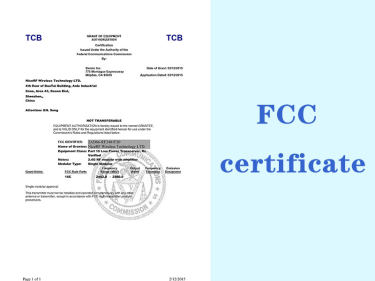 Produits certifiés FCC pour module émetteur-récepteur sans fil