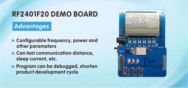 Carte de démonstration du module 2,4 GHz RF2401F20