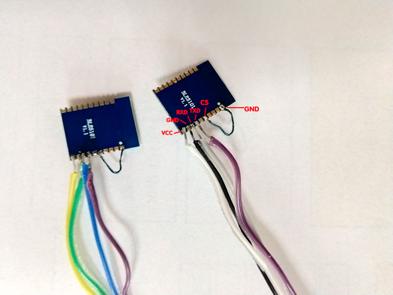 Vue arrière de connexion de 2 modules BLE BLE5101