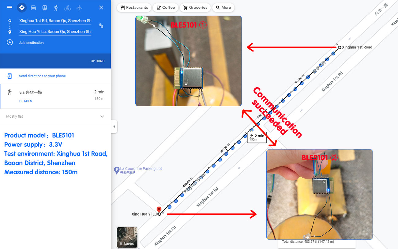 Module BLE BLE5101, distance de communication 150m, test