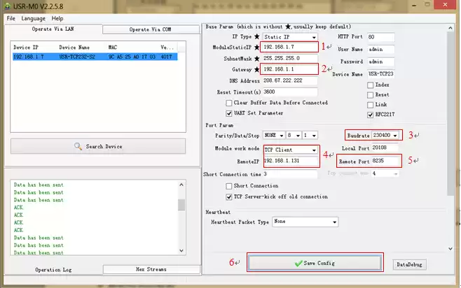Après avoir cliqué sur l'appareil recherché, modifiez les paramètres suivants
