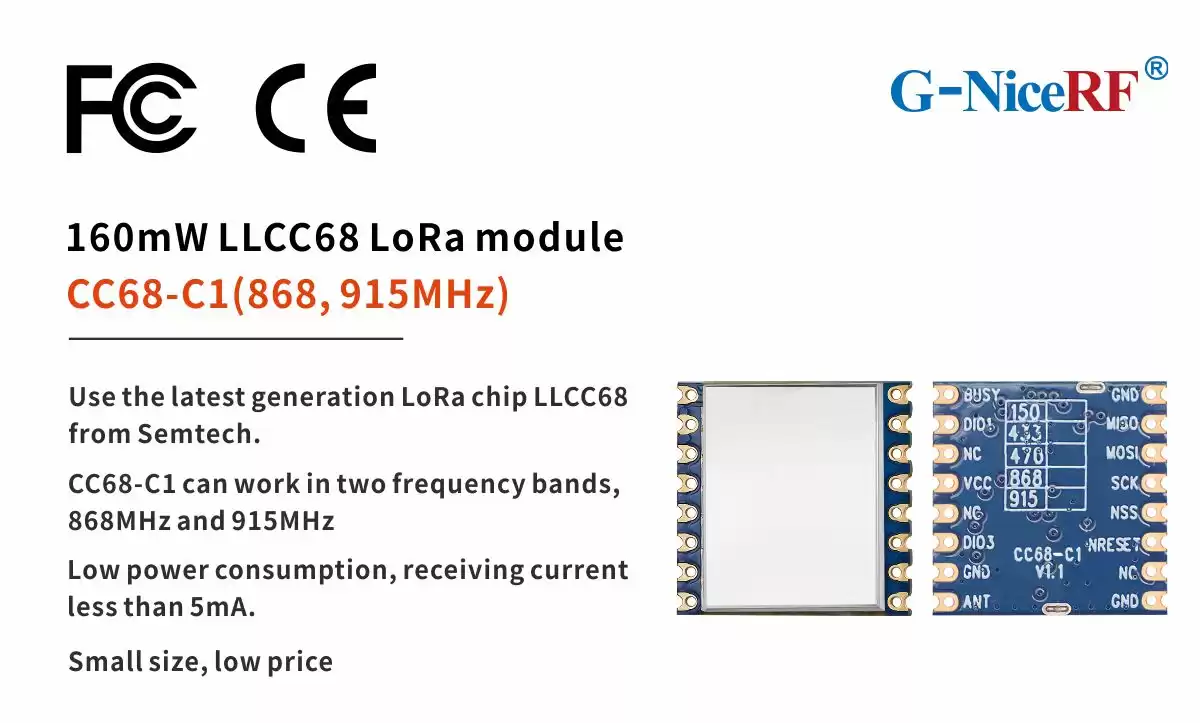 Le module LLCC68 LoRa CC68-C1 passe la certification CE-RED et FCC ID