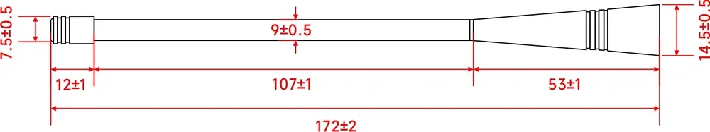 Tailles de l'antenne tige SW315-ZB172