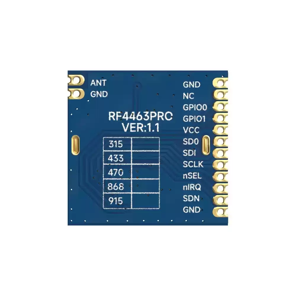 RF4463PRO-868&nbsp;: Module RF Si4463 certifi&eacute; CE-RED 100&nbsp;mW 868&nbsp;MHz avec cristal 10&nbsp;ppm