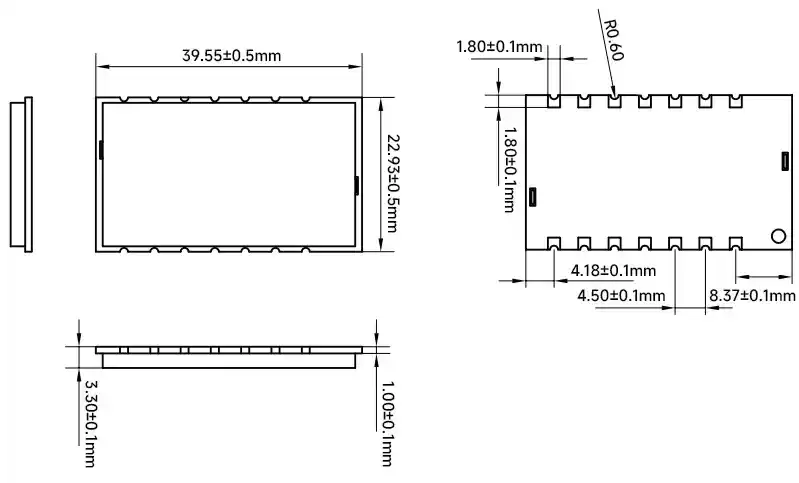 Dimensions mécaniques du module sans fil LoRa610Pro