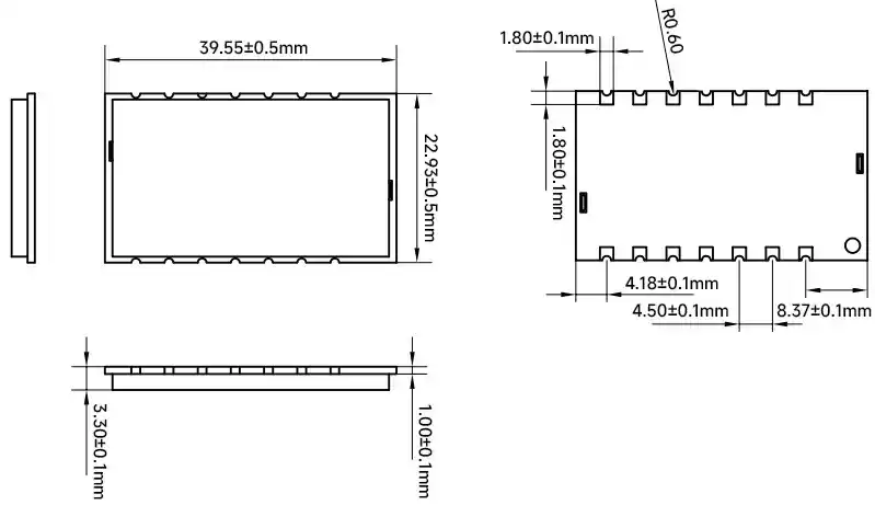 Dimensions mécaniques du module sans fil LoRa6100II