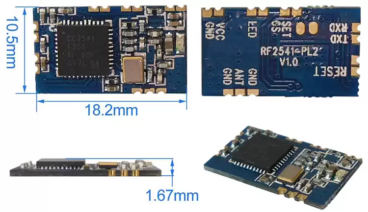 Dimensions mécaniques du module BLE RF2541-PL2. Dimensions mécaniques du module BLE RF2541-PL2.