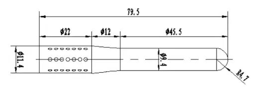 Dimensions mécaniques de l'antenne tige droite SW-UHF80 pour 400 - 470MHz. Dimensions mécaniques de l'antenne tige droite SW-UHF80 pour 400 - 470MHz.