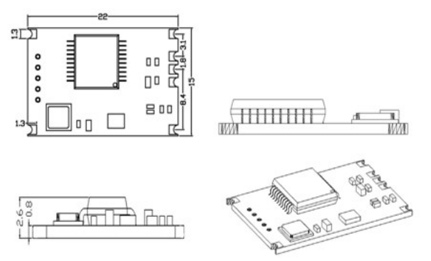 Dimensions de la carte de démonstration du module de capteur numérique Dimensions de la carte de démonstration du module de capteur numérique