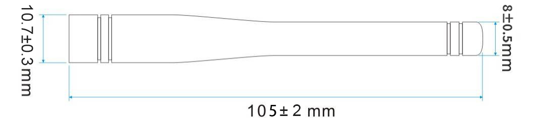 Dimensions mécaniques de l'antenne tige SW868-ZT100 Dimensions mécaniques de l'antenne tige SW868-ZT100