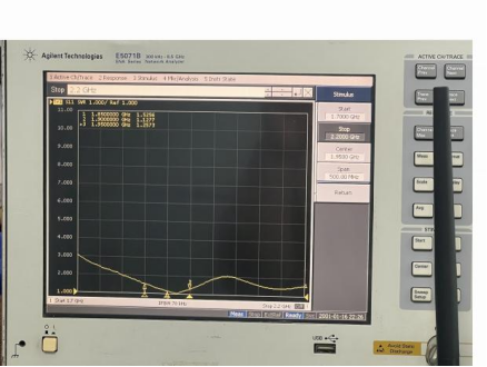Graphique VSWR de l'antenne en forme de tige sw1900-zd200 Graphique VSWR de l'antenne en forme de tige sw1900-zd200