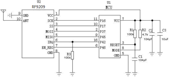 Circuit d'application du module sans fil RF 2,4 GHz haute sensibilité RF9209