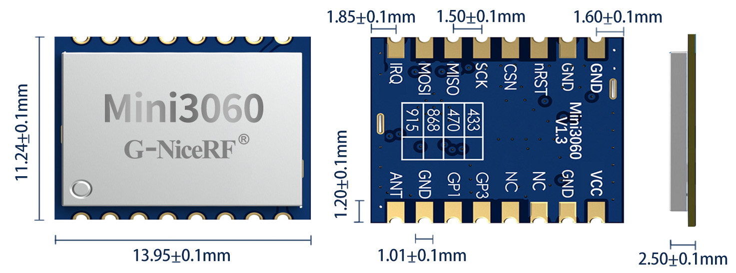 La taille du module de communication sans fil Mini3060