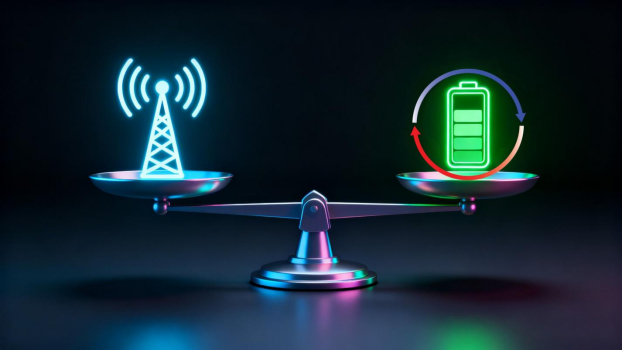 Une balance maintient en parfait équilibre la capacité du signal longue portée de LoRa et la durée de vie prolongée de sa batterie, représentant le compromis clé en termes de performances.