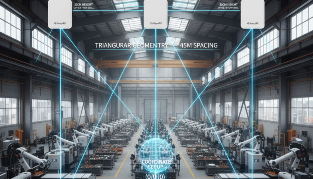 Déploiement d'un système de localisation en temps réel UWB pour une couverture maximale en usine.