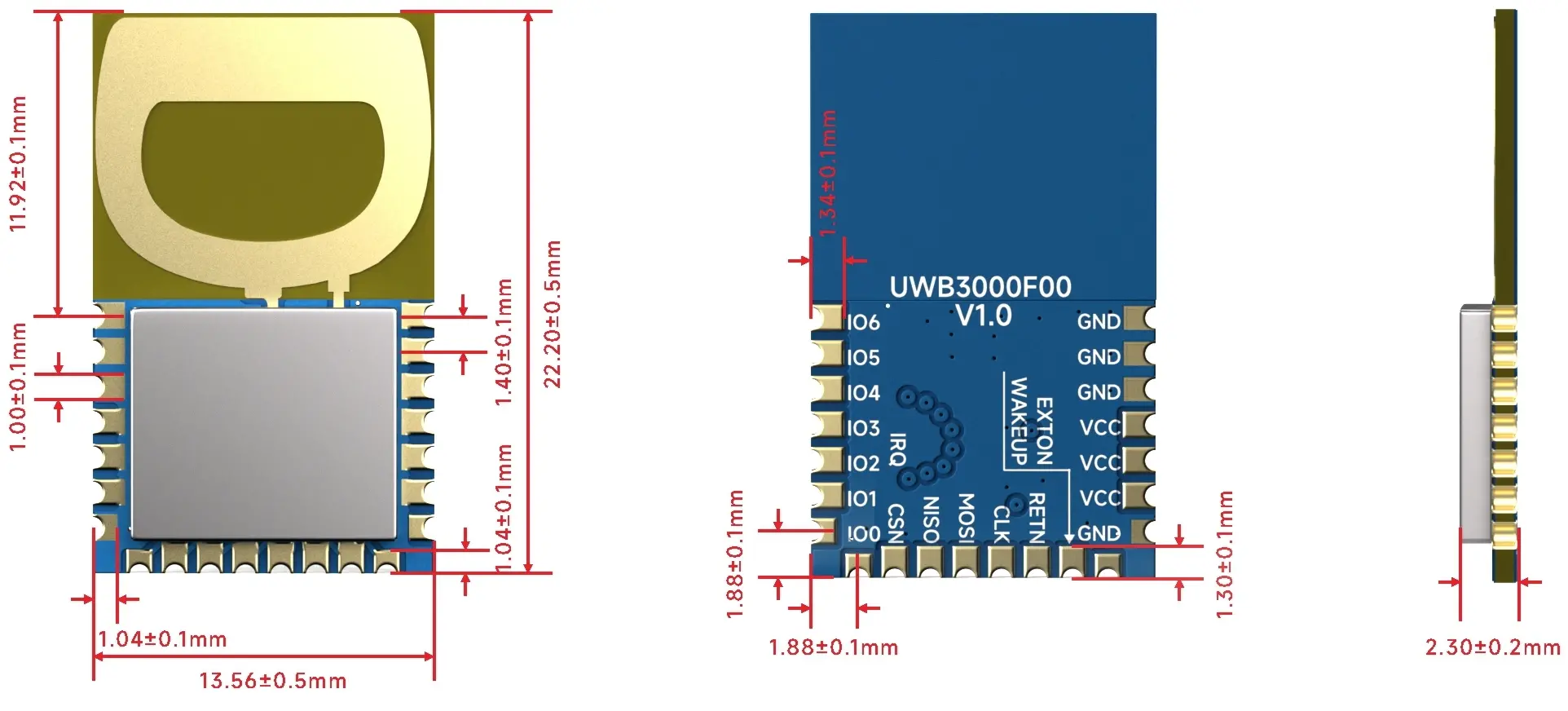 La taille du module UWB UWB3000F00