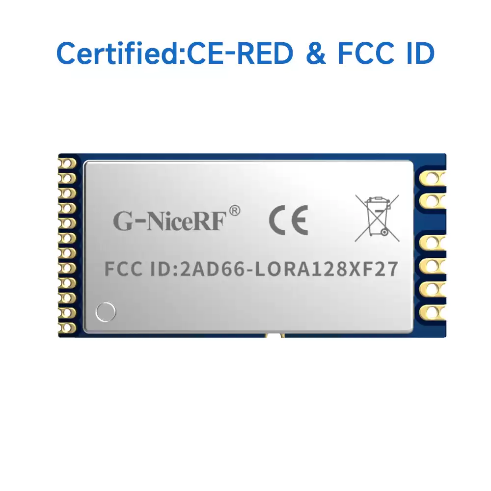 LoRa1280F27&nbsp;: Module LoRa SX1280 500&nbsp;mW certifi&eacute; FCC ID et CE-RED 2,4&nbsp;GHz avec interface SPI